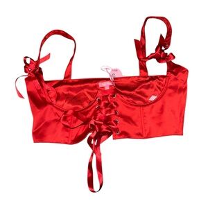 NWT Dolls Kill Sugar Thrillz Red Underbust Top - XL